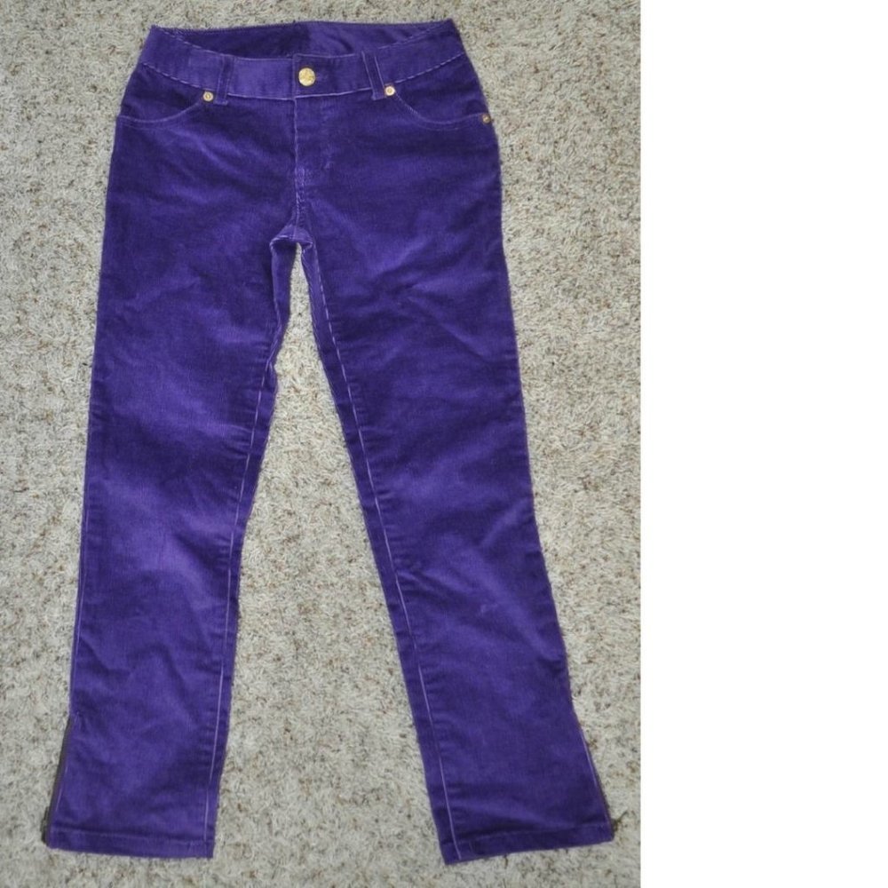 Girls Corduroys Jeans 10 Purple Chaps Pants Stretch Zip Leg 4 Pocket